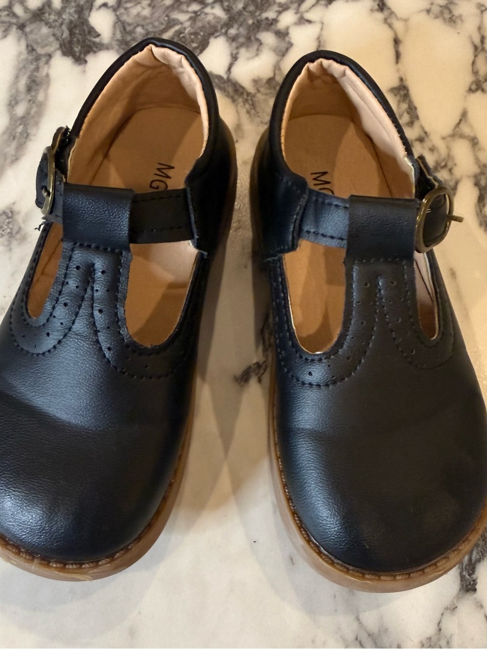 MG Baby Black Leather Mary Jane T-Strap Toddler Dress Shoes Size 30 US 12.5